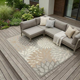 6' X 9' Gray And Ivory Indoor Outdoor Area Rug
