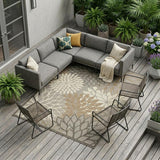 7' X 10' Gray And Ivory Indoor Outdoor Area Rug