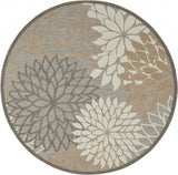 8' Gray And Ivory Round Indoor Outdoor Area Rug