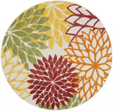 4' Green And Ivory Round Indoor Outdoor Area Rug