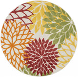 5' Green And Ivory Round Indoor Outdoor Area Rug