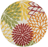 5' Green And Ivory Round Indoor Outdoor Area Rug