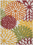 7' X 10' Green And Ivory Indoor Outdoor Area Rug