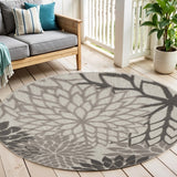 4' Gray Round Indoor Outdoor Area Rug