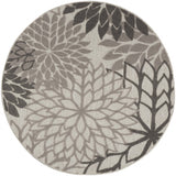 4' Gray Round Indoor Outdoor Area Rug