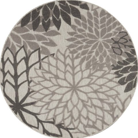 5' Gray Round Indoor Outdoor Area Rug