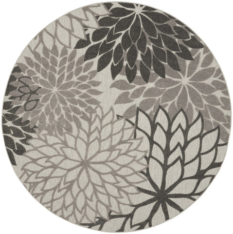 8' Gray Round Indoor Outdoor Area Rug