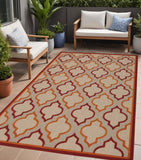 4' X 6' Red And Ivory Indoor Outdoor Area Rug