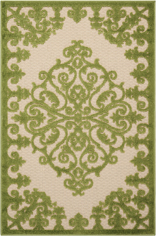 3' X 4' Green Damask Indoor Outdoor Area Rug