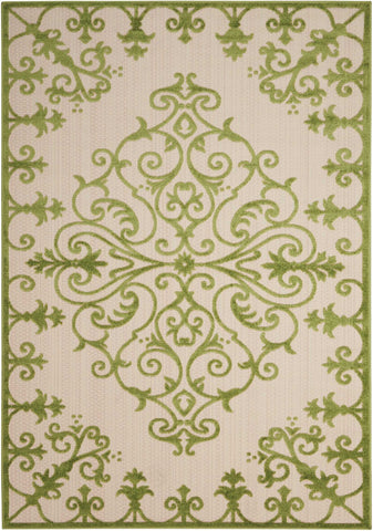 4' X 6' Green Damask Indoor Outdoor Area Rug