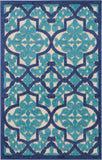 3' X 4' Blue And Ivory Moroccan Indoor Outdoor Area Rug