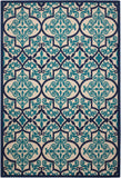 4' X 6' Blue And Ivory Moroccan Indoor Outdoor Area Rug