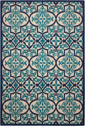 4' X 6' Blue And Ivory Moroccan Indoor Outdoor Area Rug