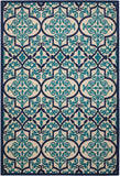 5' X 8' Blue And Ivory Moroccan Indoor Outdoor Area Rug