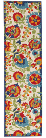 8' X 10' Teal Striped Washable Non Skid Indoor Outdoor Area Rug