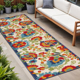 8' Green And Ivory Indoor Outdoor Area Rug