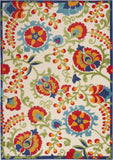 4' X 6' Green And Ivory Indoor Outdoor Area Rug