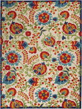 7' X 10' Green And Ivory Indoor Outdoor Area Rug