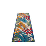10' Ivory And Blue Floral Indoor Outdoor Area Rug