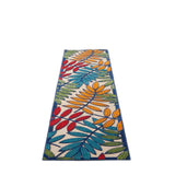 10' Ivory And Blue Floral Indoor Outdoor Area Rug