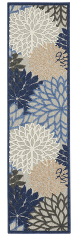 6' Blue And Gray Indoor Outdoor Area Rug