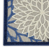 12' Blue And Gray Indoor Outdoor Runner Rug
