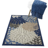 3' X 4' Blue And Gray Indoor Outdoor Area Rug