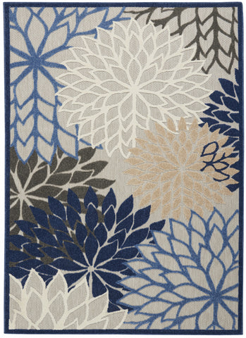 4' X 6' Blue And Gray Indoor Outdoor Area Rug