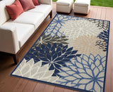 4' X 6' Blue And Gray Indoor Outdoor Area Rug