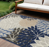 6' X 9' Blue And Gray Indoor Outdoor Area Rug