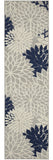 6' Ivory And Blue Floral Handmade Indoor Outdoor Runner Rug