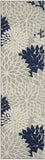 5' Blue And Green Wool Tropical Botanical Hand Tufted Round Rug