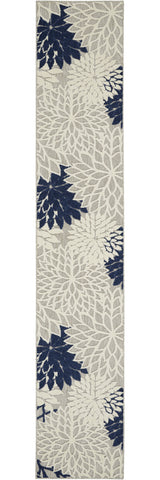 10' Ivory And Blue Indoor Outdoor Area Rug