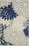 3' X 4' Ivory And Blue Indoor Outdoor Area Rug