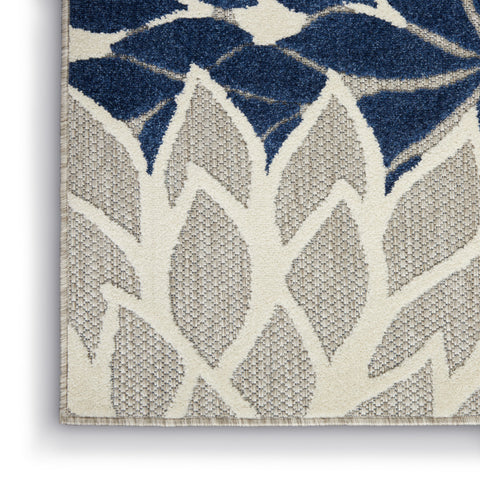 4' X 6' Ivory And Blue Indoor Outdoor Area Rug