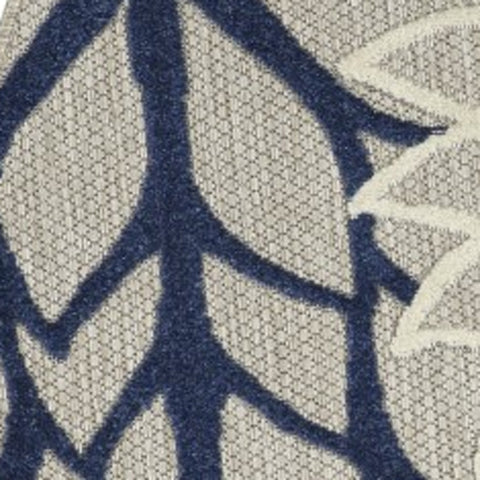 5' Ivory And Blue Round Indoor Outdoor Area Rug