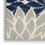 6' X 9' Ivory And Blue Indoor Outdoor Area Rug