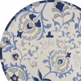 8' Blue And Gray Round Indoor Outdoor Area Rug