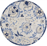 8' Blue And Gray Round Indoor Outdoor Area Rug