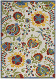 5' X 7' Green And Ivory Handmade Indoor Outdoor Area Rug