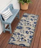 6' Blue And Gray Indoor Outdoor Area Rug
