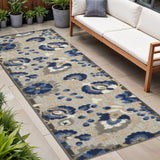 8' Blue And Gray Indoor Outdoor Area Rug