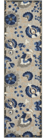 8' Blue And Gray Indoor Outdoor Area Rug