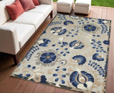 4' X 6' Blue And Gray Indoor Outdoor Area Rug