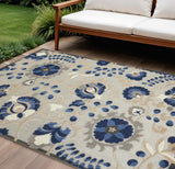 6' X 9' Blue And Gray Indoor Outdoor Area Rug