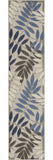 8' Blue And Gray Floral Indoor Outdoor Area Rug