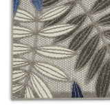 8' Blue And Gray Floral Indoor Outdoor Area Rug