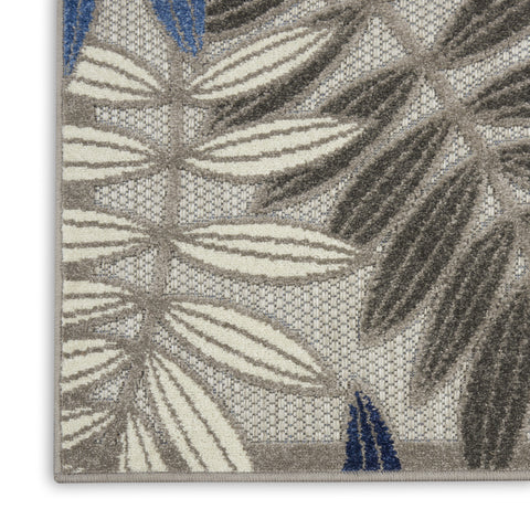 8' Blue And Gray Floral Indoor Outdoor Area Rug