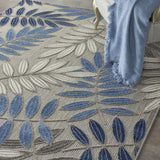 4' X 6' Blue And Gray Floral Indoor Outdoor Area Rug