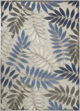 5' X 7' Blue And Gray Floral Indoor Outdoor Area Rug